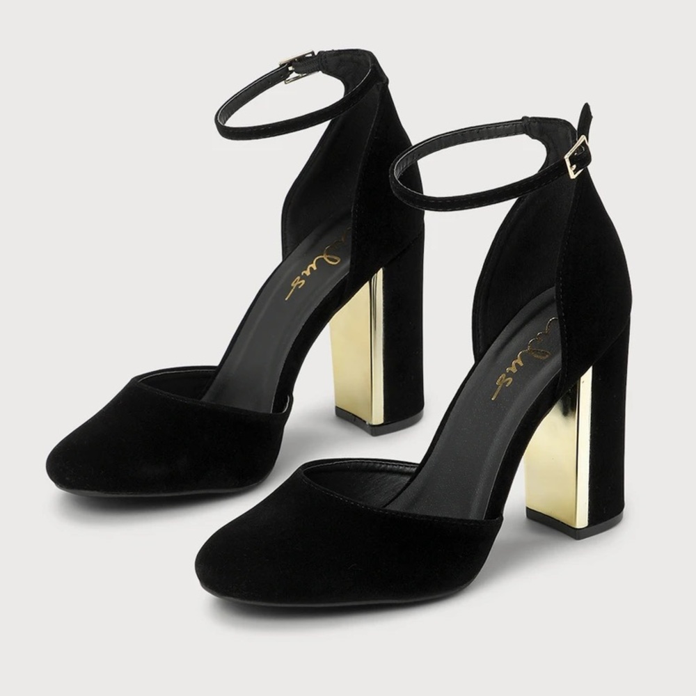 Velvet Ankle Strap Heels